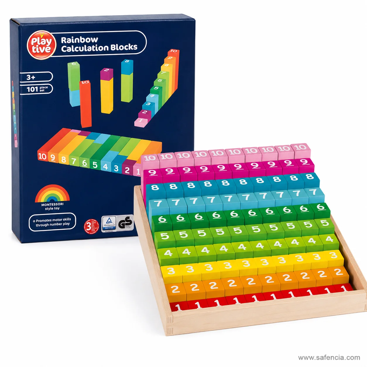 Student solving math equations with rainbow rods