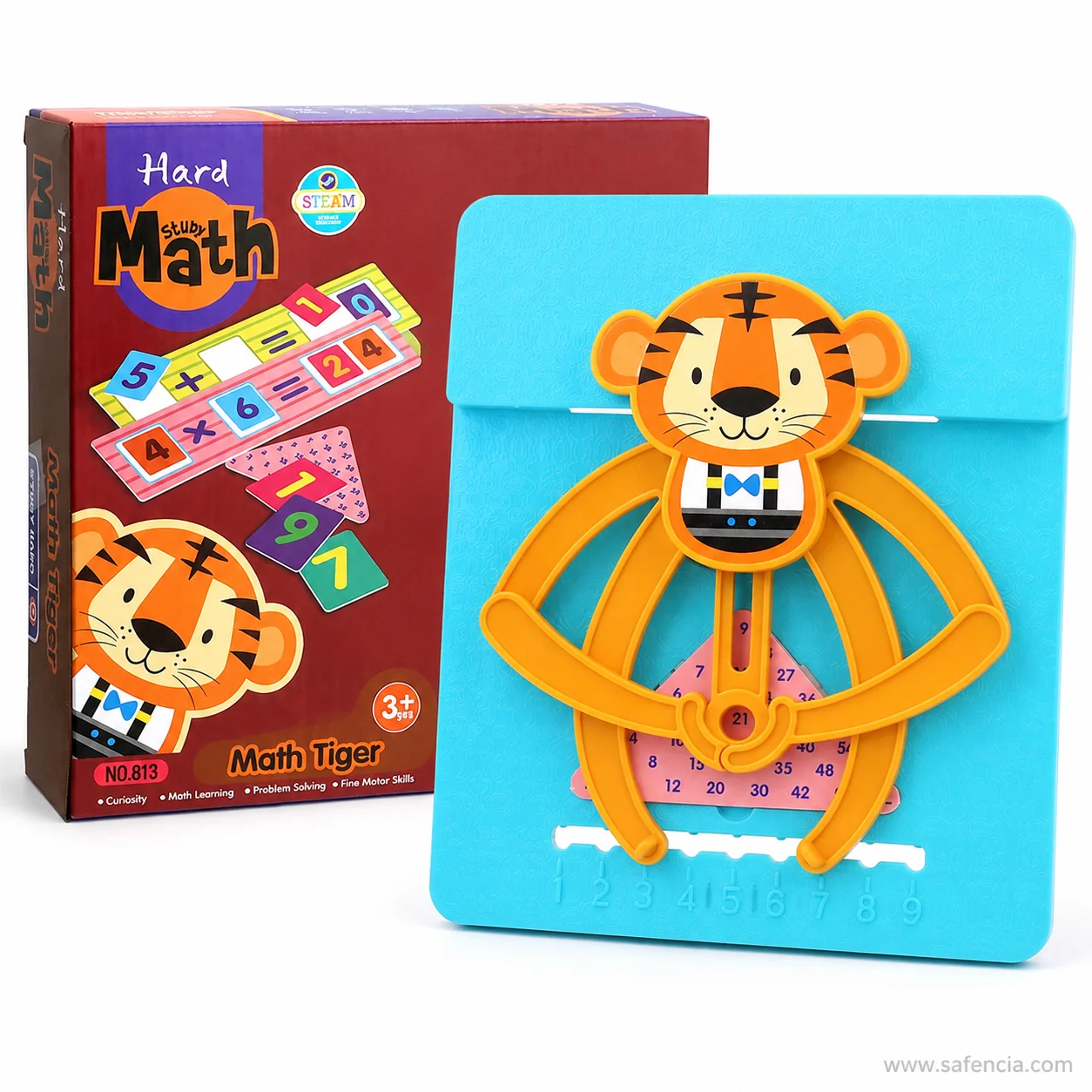 Weighted numeral digits and balancing pans
