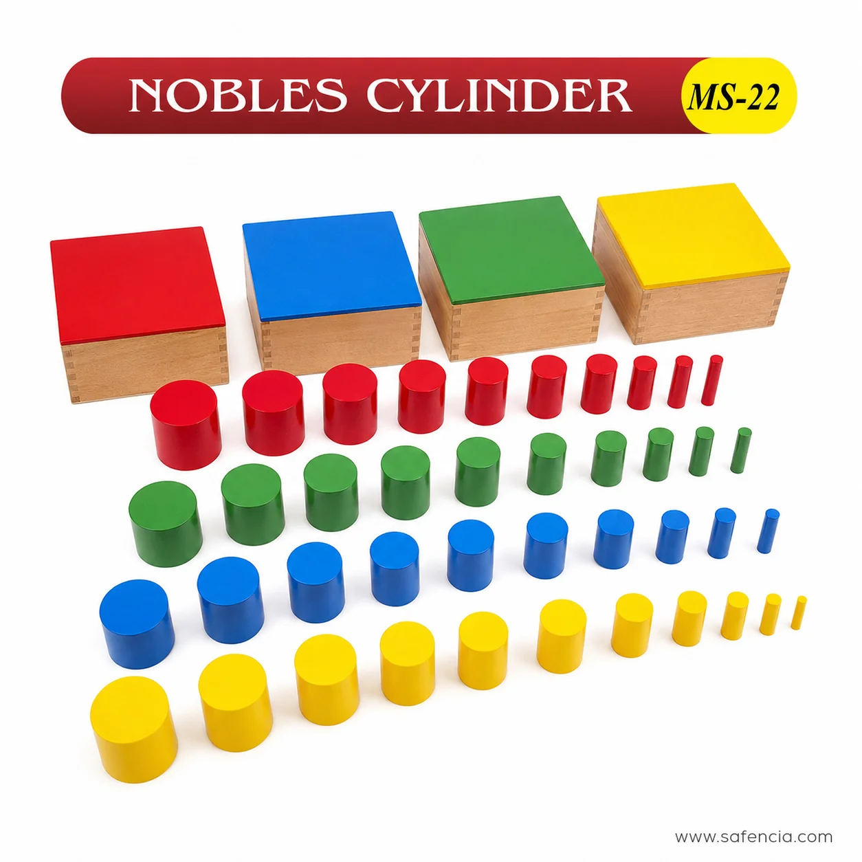 Child building dimensional towers with knobless cylinders