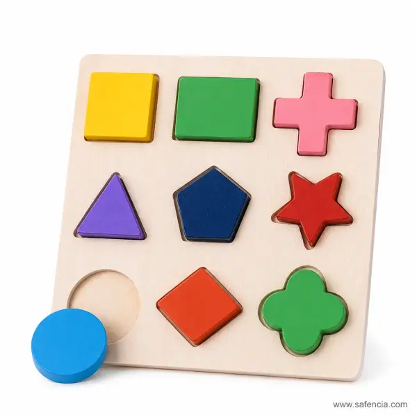 Wooden Nine Shape Puzzle Board (Square, Star, Pentagon, Cross and More)