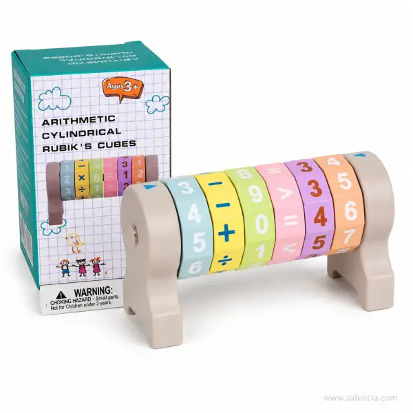 Arithmetic Cylindrical Puzzle Cube (Rotating Number and Operator Discs on a Stand)