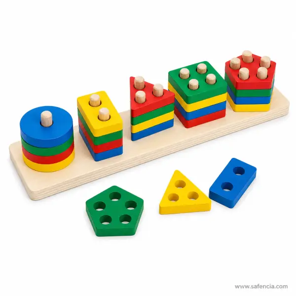 Colourful Geometric Five-Column Shape Sorter (20 Pieces, No Box)