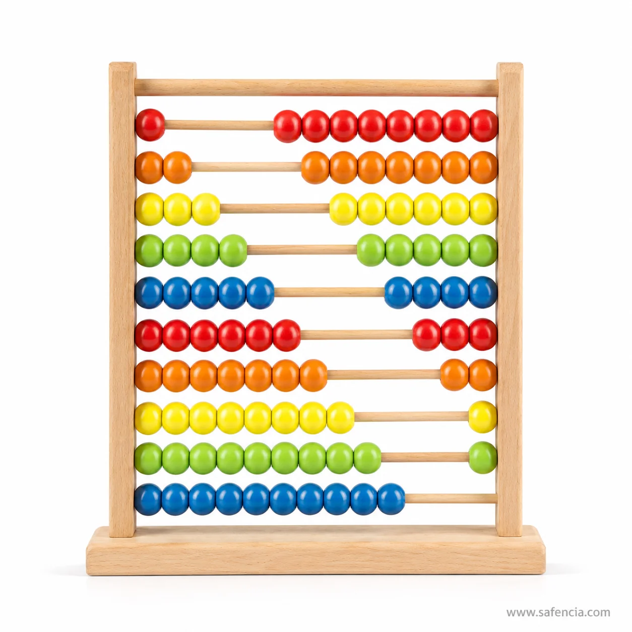 Abacus beads pushed into a staircase of one two three and four across the top rows