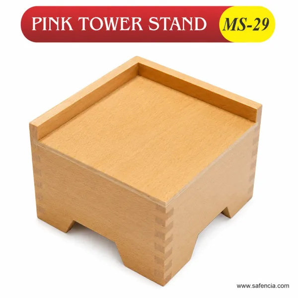 Montessori Pink Tower Wooden Display Stand (Hardwood Base)