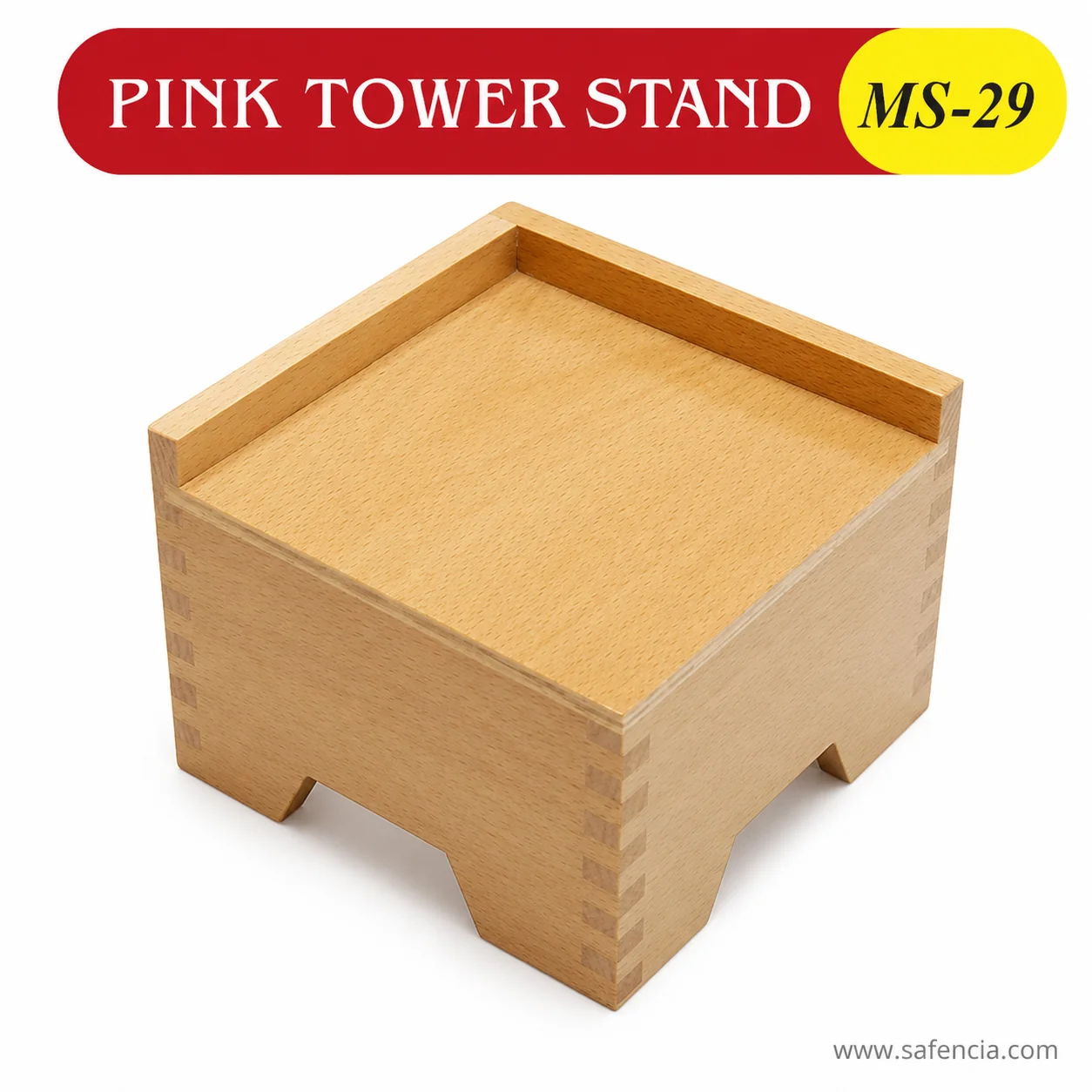 Recessed locator square on solid wood stand