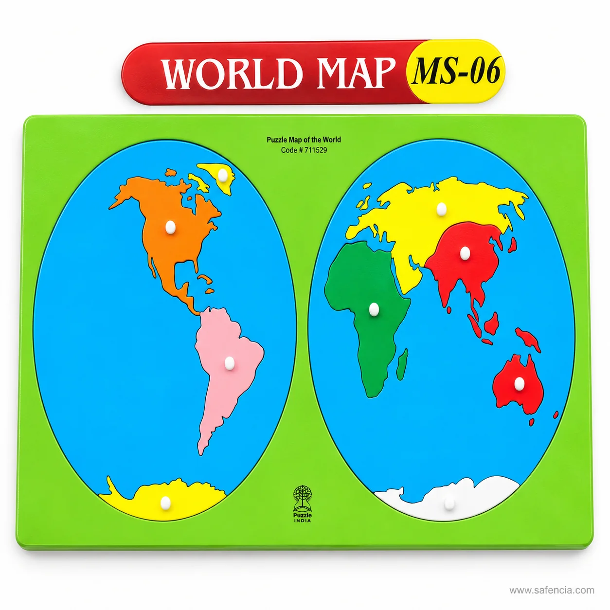 Child practicing world geography with Montessori puzzle map