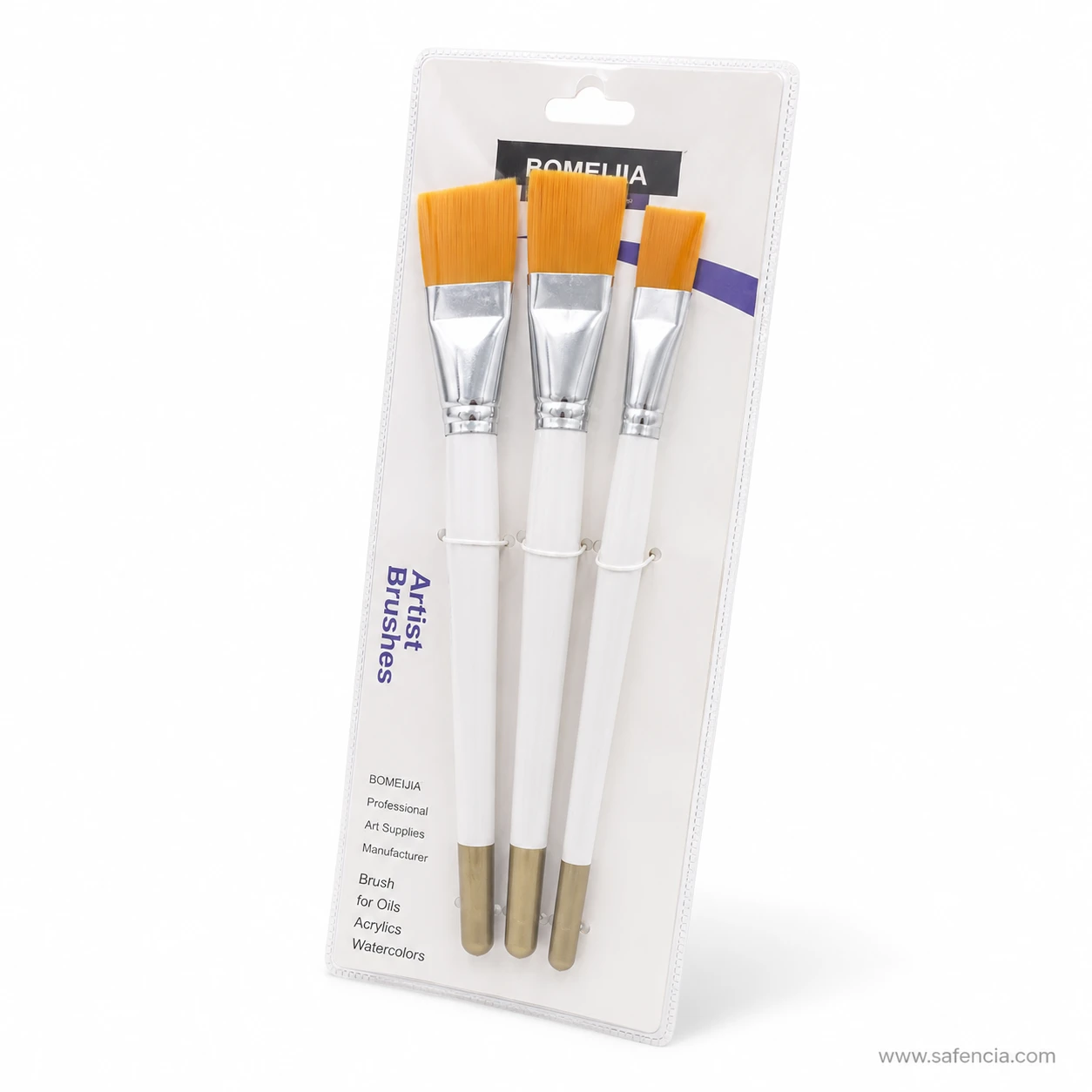 Bomeijia brush card showing the printed line for oils acrylics and watercolours