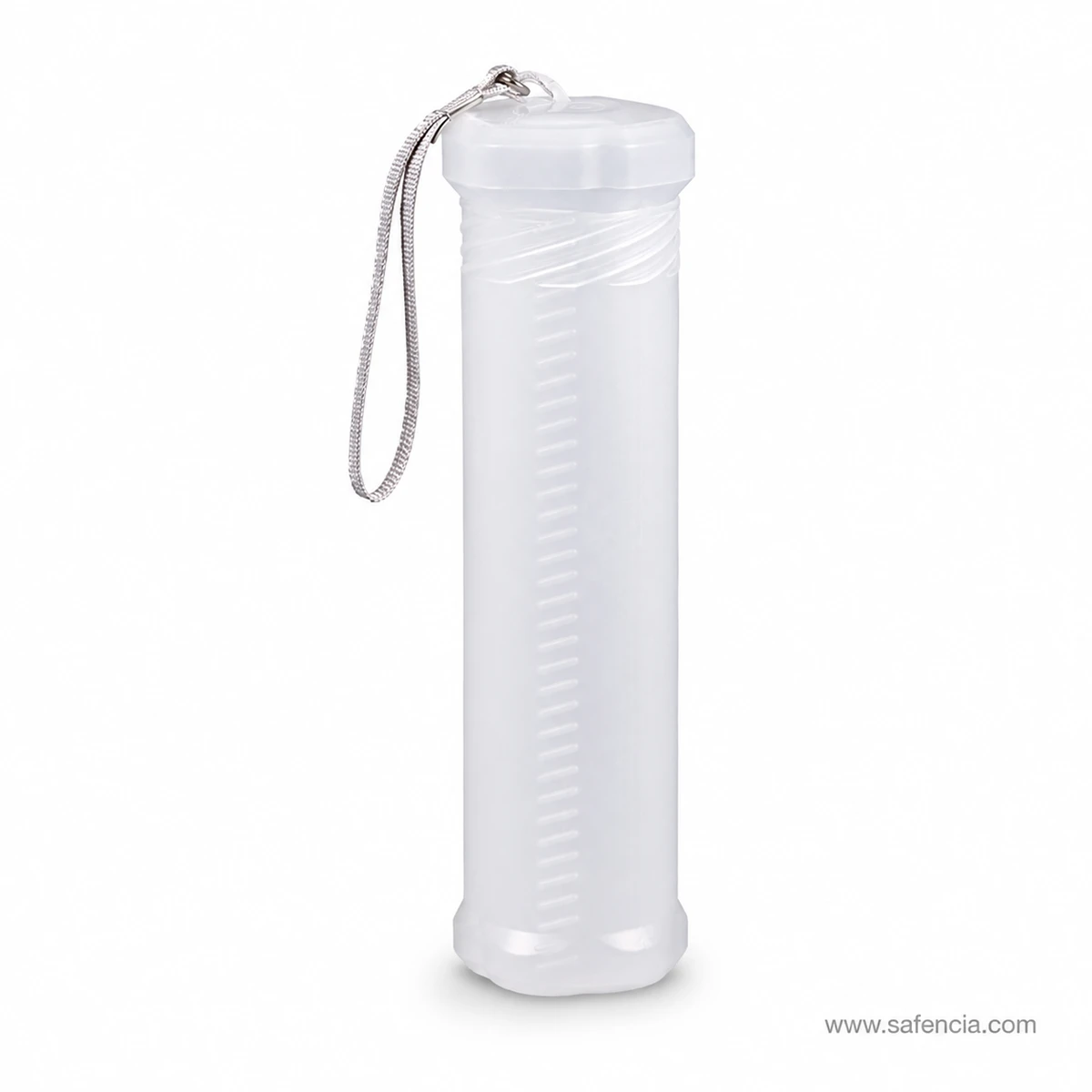 Translucent paint brush tube holder showing the ribbed moulded body