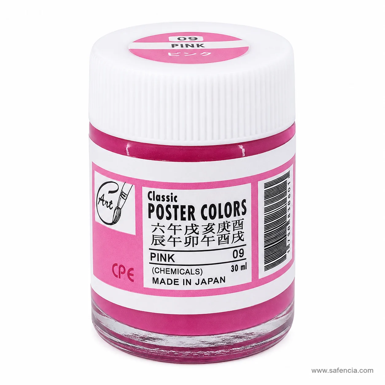 Classic Poster Colours 30 ml glass jar in Pink 09 with the shade number printed on the label