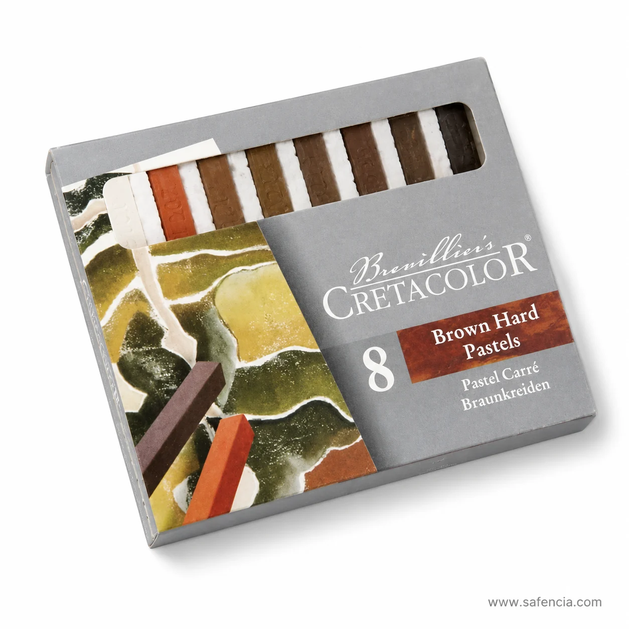 Cretacolor Brown Hard Pastels box angled to show the Pastel Carre and Braunkreiden label lines