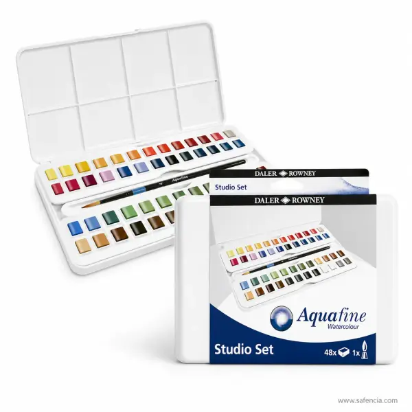 Daler-Rowney Aquafine Watercolour Studio Set of 48 Half Pans