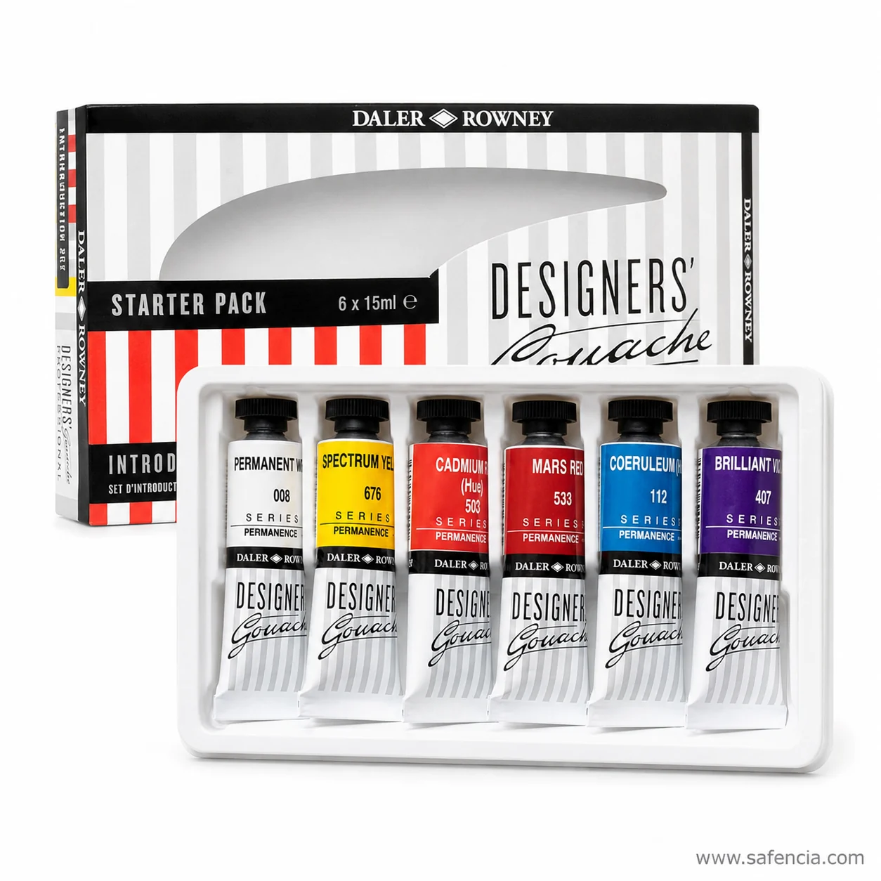 Close view of Designers' Gouache tubes showing SERIES numbers and the word PERMANENCE