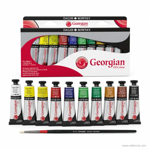 Daler-Rowney Georgian Oil Colour Selection Set 10 x 38ml with Brush