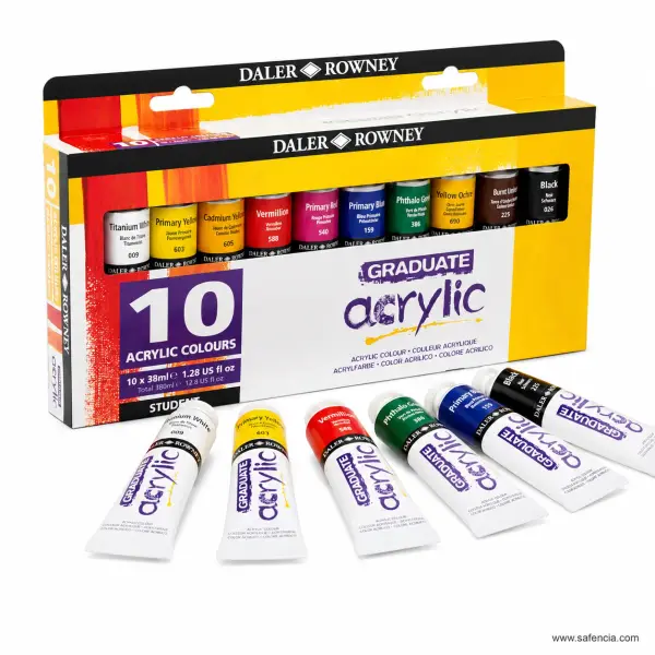 Daler-Rowney Graduate Acrylic Paints Student Set of 10 x 38ml