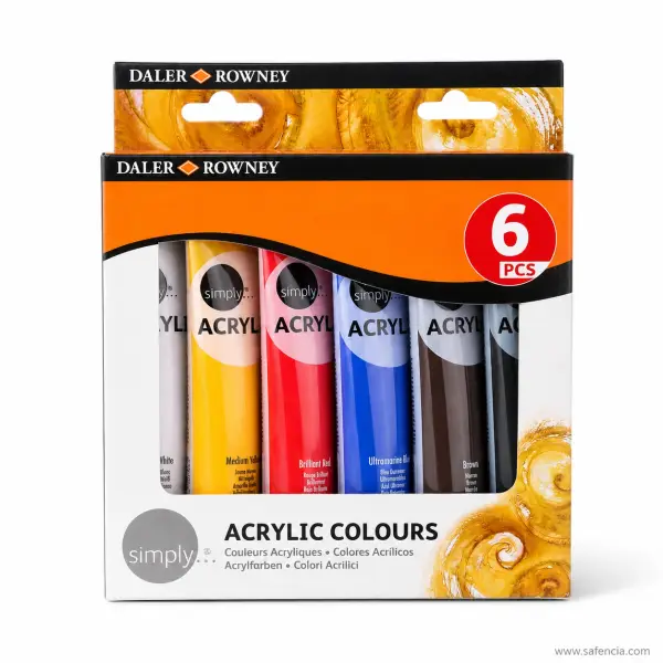 Daler-Rowney Simply Acrylic Colours Pack of 6 x 75ml
