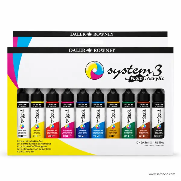 Daler-Rowney System 3 Fluid Acrylic Introduction Set 10 x 29.5ml