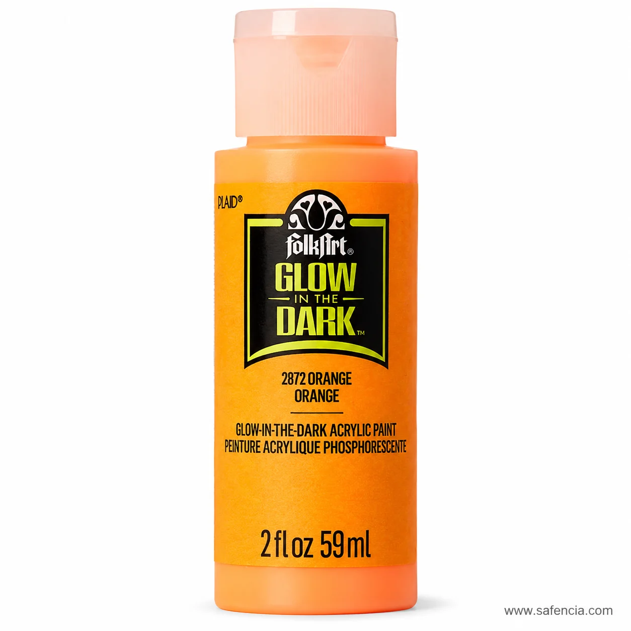 FolkArt Glow in the Dark acrylic paint bottle in 2872 Orange printed 2 fl oz 59ml