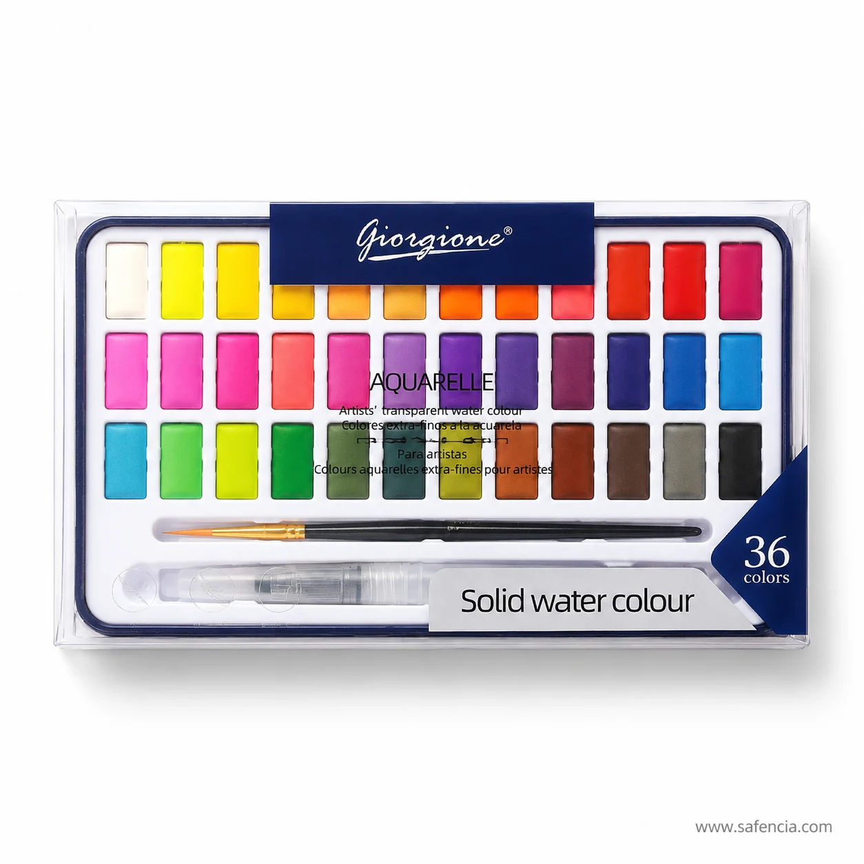 Giorgione solid water colour 36 colour case sleeved, with three full rows of transparent pans