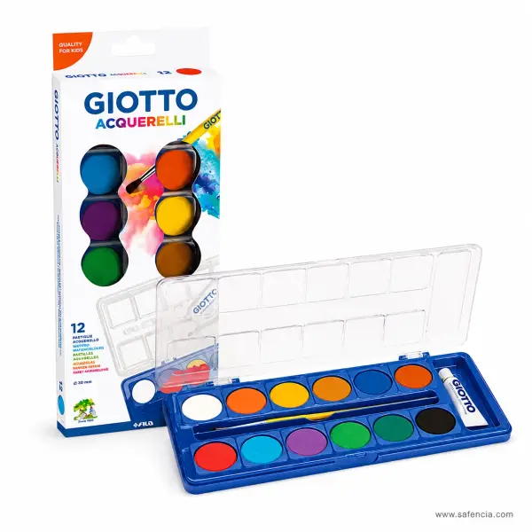 Giotto Acquerelli Watercolour Cakes, Set of 12 x 30 mm