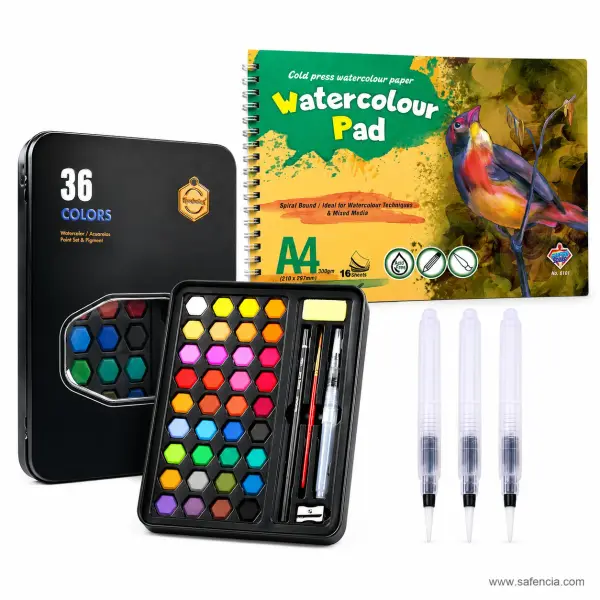 Keep Smiling Watercolour Deal No. 37, 36 Colours with A4 Pad