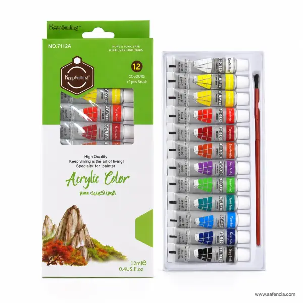 Keep Smiling Acrylic Color 12 x 12ml Set with Brush