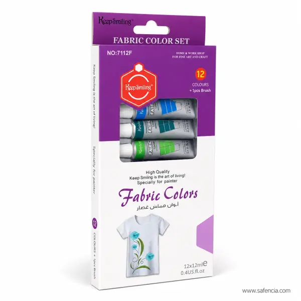 Keep Smiling Fabric Color Set 12 x 12ml with Brush