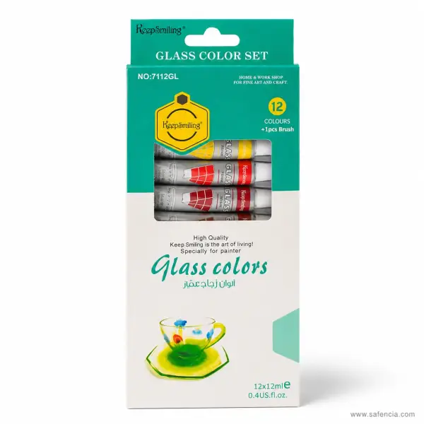 Keep Smiling Glass Color Set 12 x 12ml with Brush