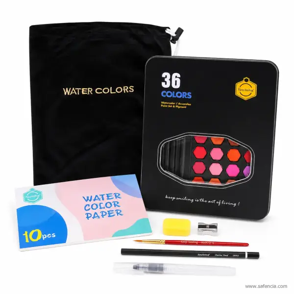 Keep Smiling Solid Watercolour Paint Set, 36 Colours with Kit