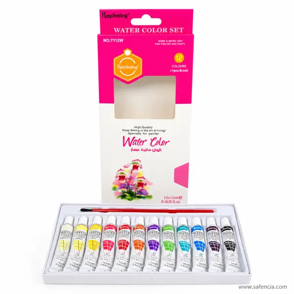 Keep Smiling Water Color Set, 12 x 12 ml Tubes with Brush