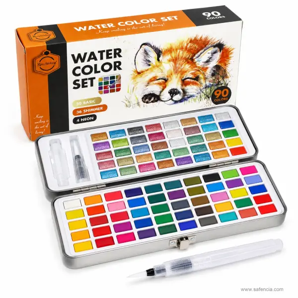 Keep Smiling Water Color Set, 90 Colours Solid Pigment Tin