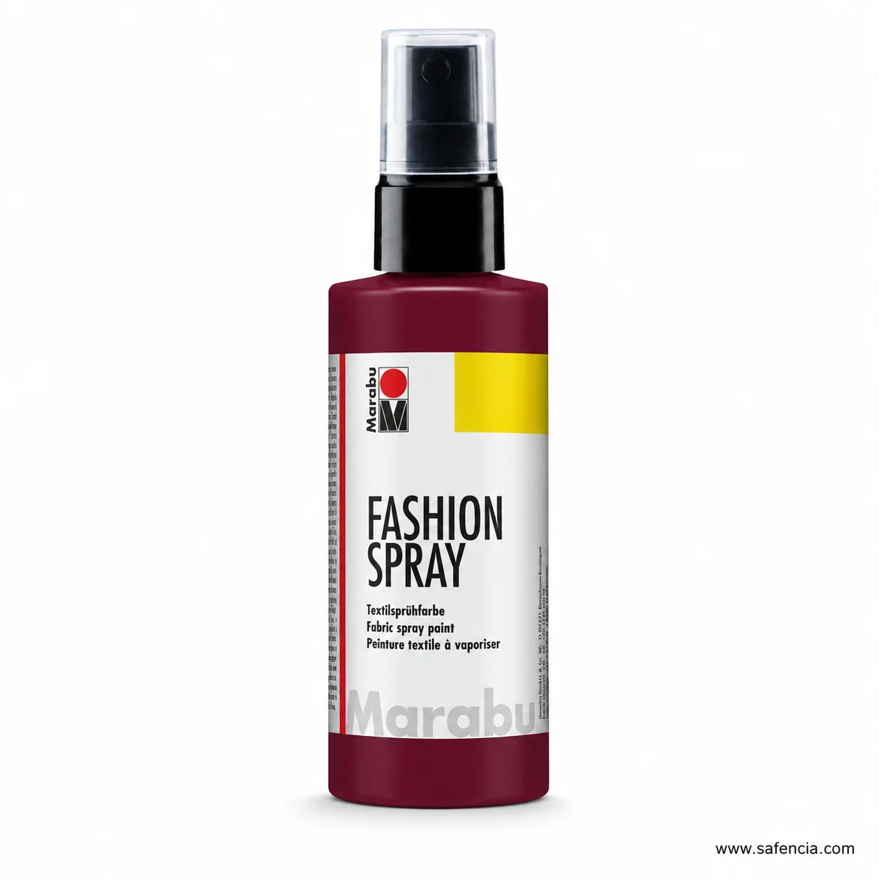 Marabu Fashion-Spray bottle in deep burgundy red with the black pump head fitted