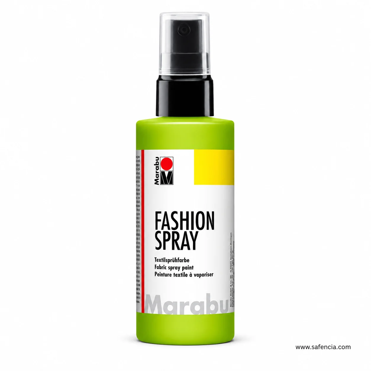 Marabu Fashion-Spray bottle in mid green shown upright against a plain studio background