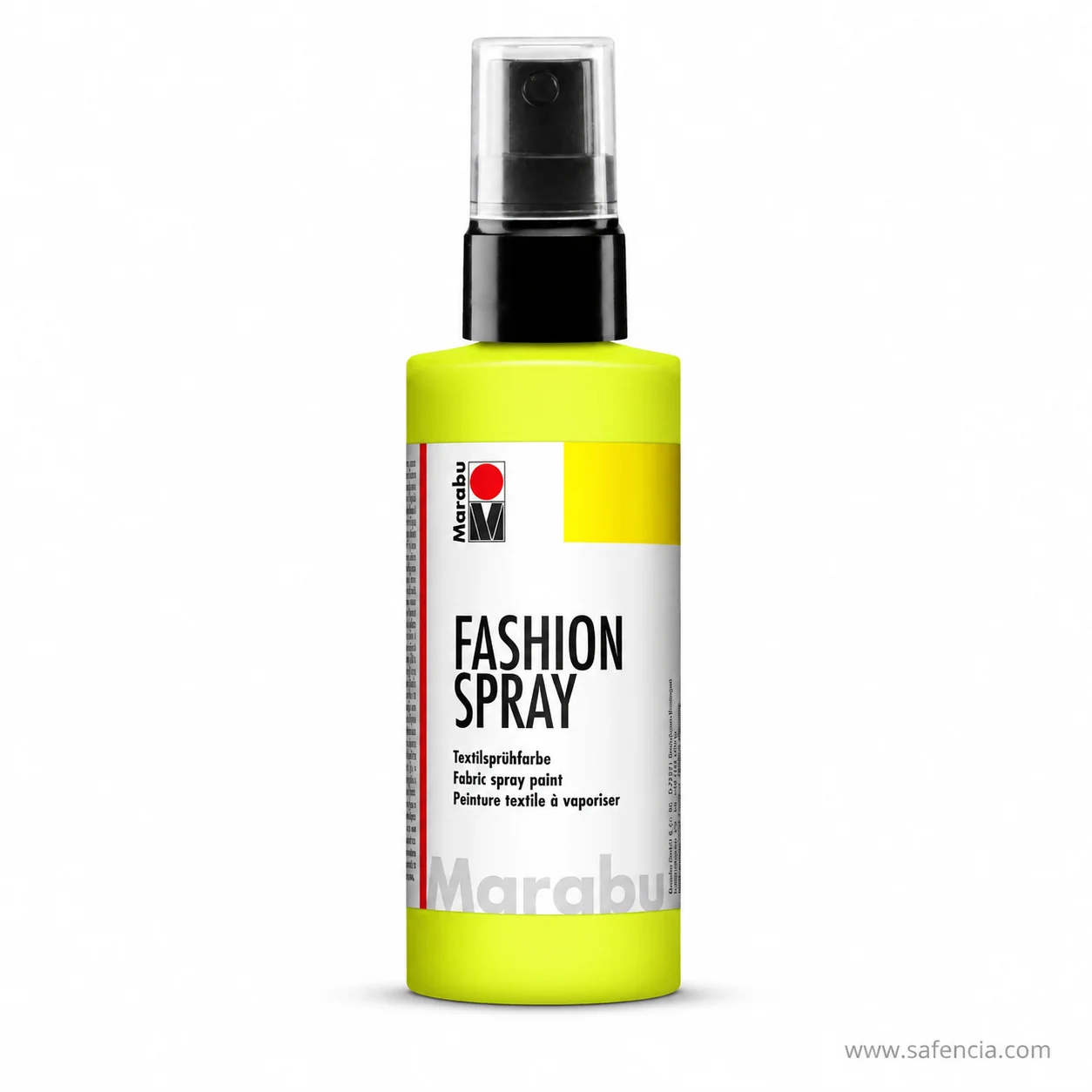 Marabu Fashion-Spray bottle in lime green photographed alone against a plain white background