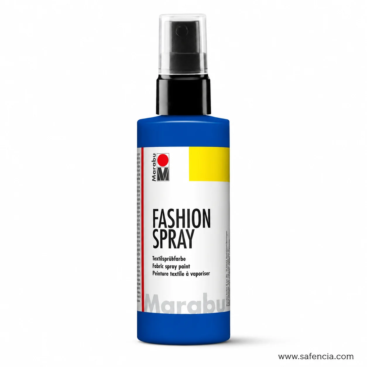 Marabu Fashion-Spray bottle in royal blue standing upright with its black pump head