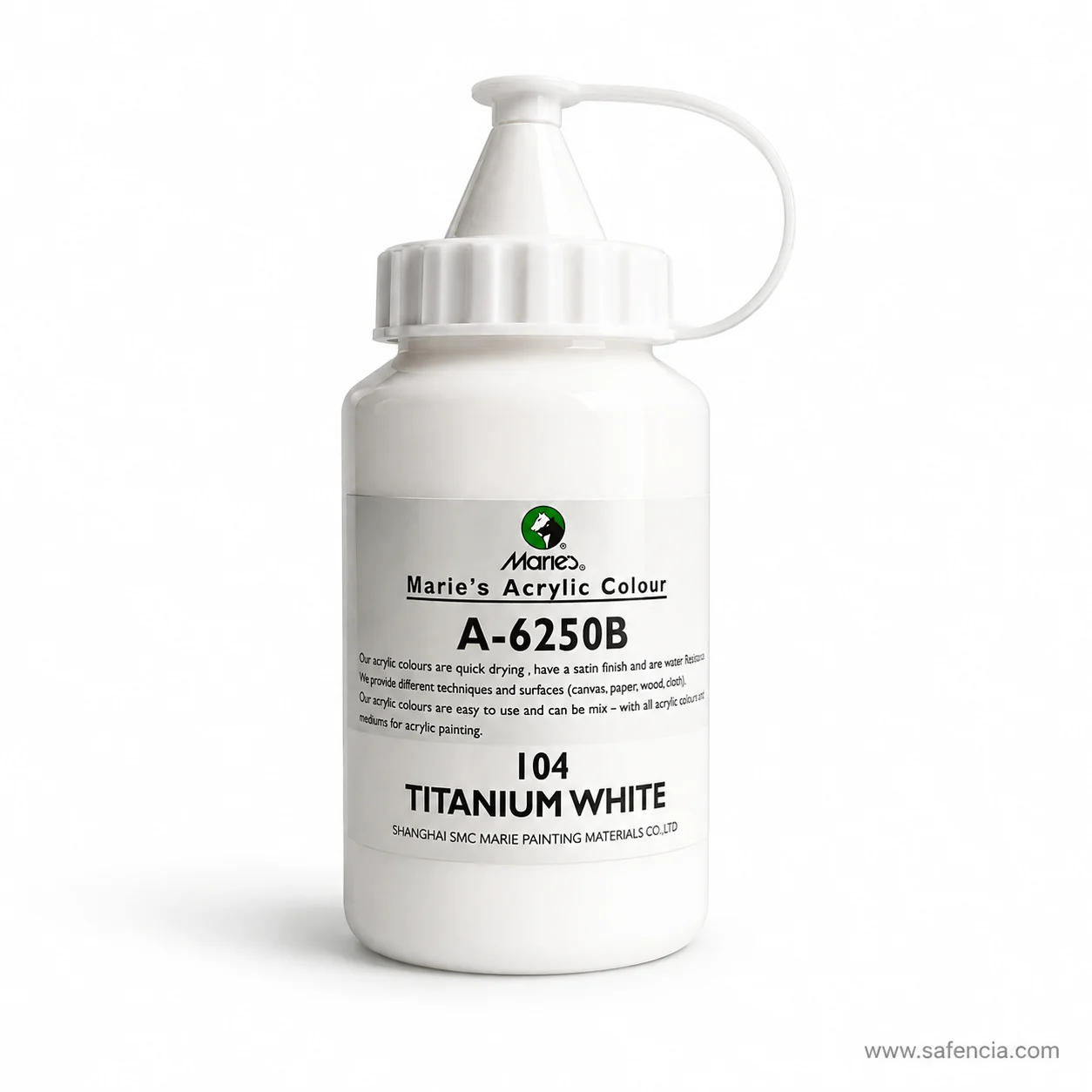 Marie's Acrylic Colour 500ml Titanium White jar photographed upright against a plain background