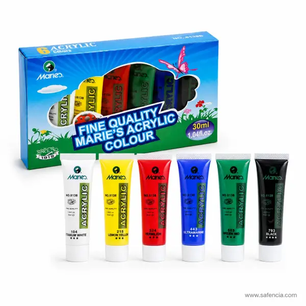 Marie's Fine Quality Acrylic Colour 6 x 30ml Set