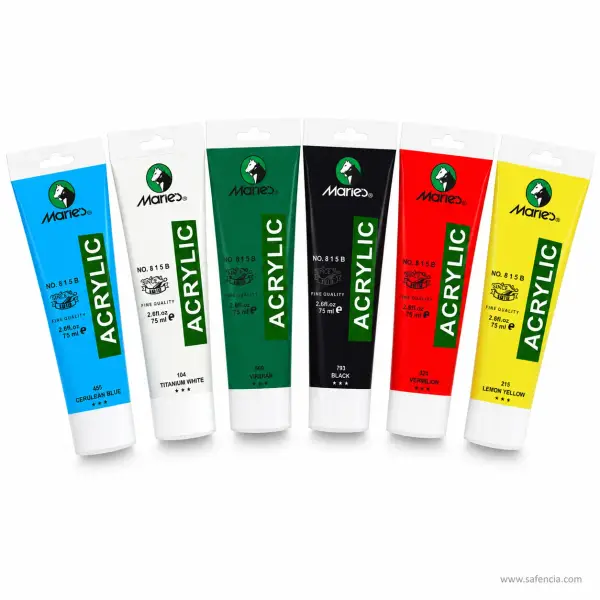 Marie's Acrylic Colour 6 Basic Colours Set, 75ml Tubes