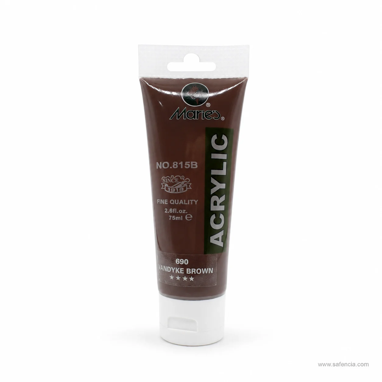Marie's Acrylic Colour 75ml tube in 690 Vandyke Brown from the four-star earth range