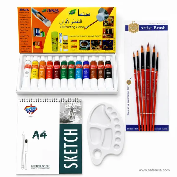Mega Oil Painting Deal No. 13 - Oil Colours, Brushes, A4 Pad and Palette