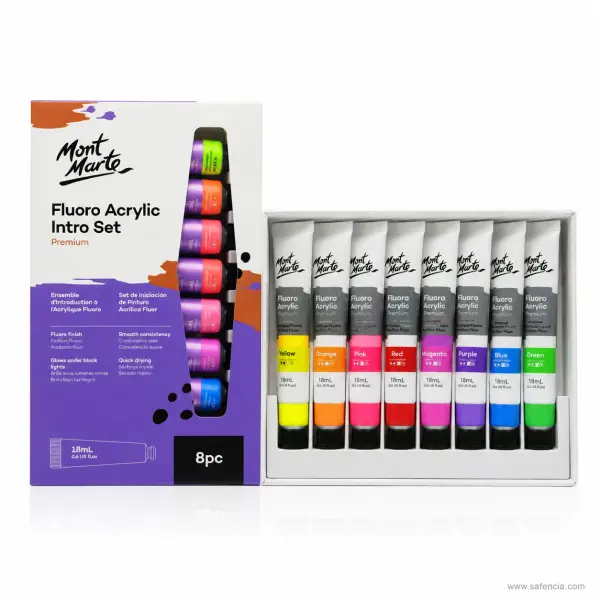Mont Marte Fluoro Acrylic Intro Set Premium 8 x 18ml