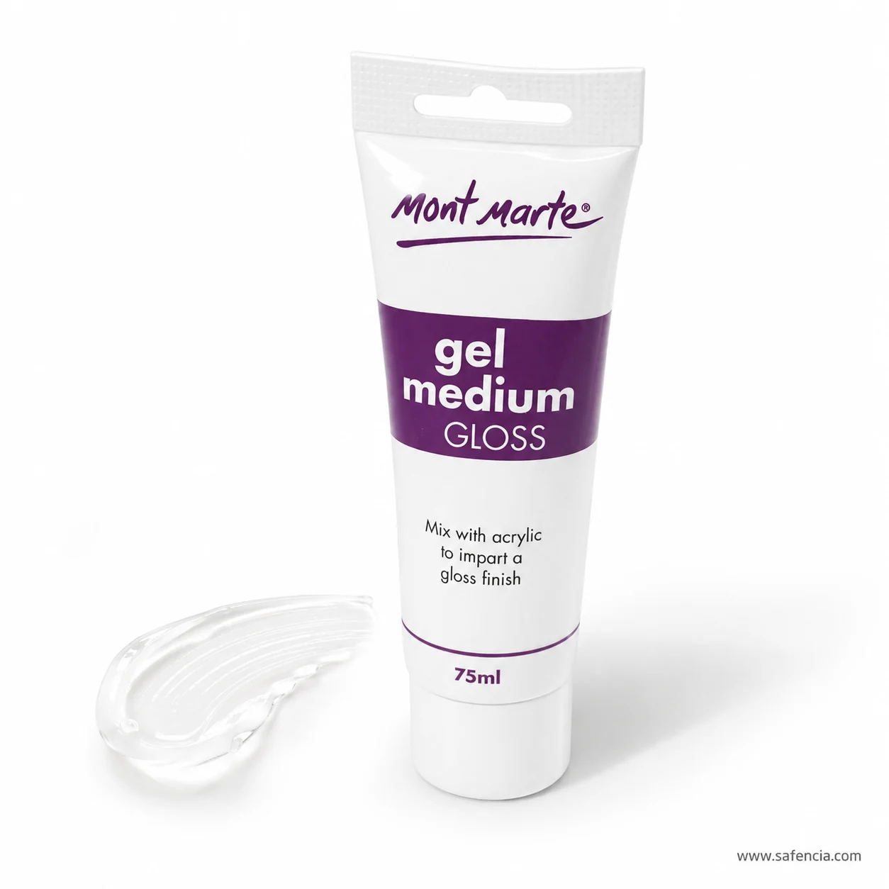 Clear gel medium squeezed out beside the tube standing in stiff peaks rather than spreading