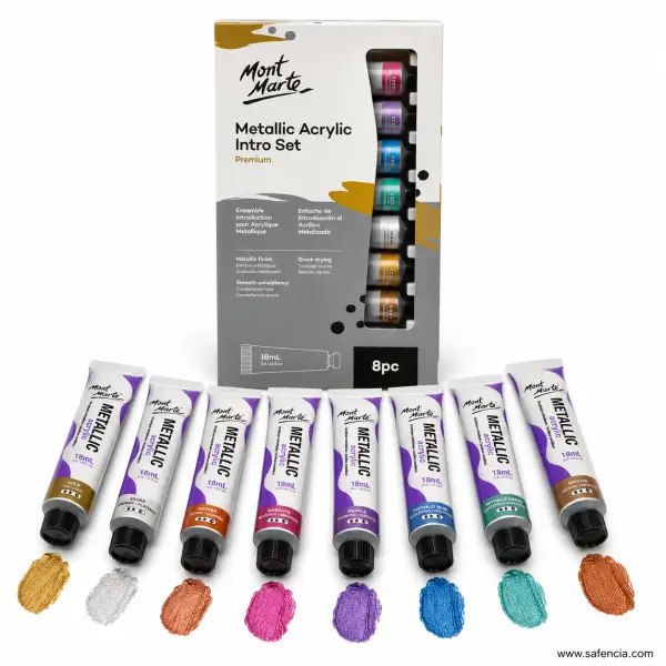 Mont Marte Metallic Acrylic Intro Set 8 x 18ml Tubes