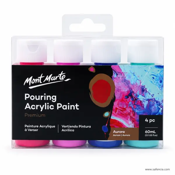 Mont Marte Pouring Acrylic Paint Aurora Set of 4 x 60ml