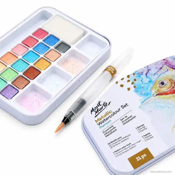 Mont Marte Premium Metallic Watercolour Set, 21 Piece