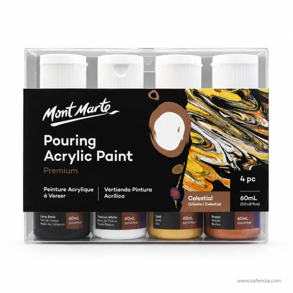 Mont Marte Premium Pouring Acrylic Paint Celestial Set of 4 x 60ml