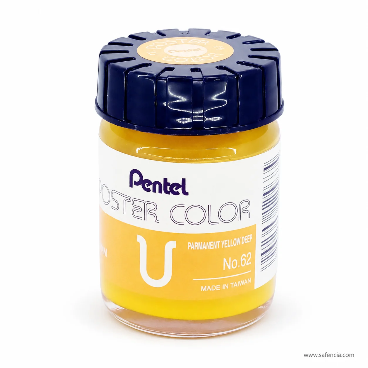 Pentel Poster Color 30 ml glass jar in Yellow with the Pentel label and U mark