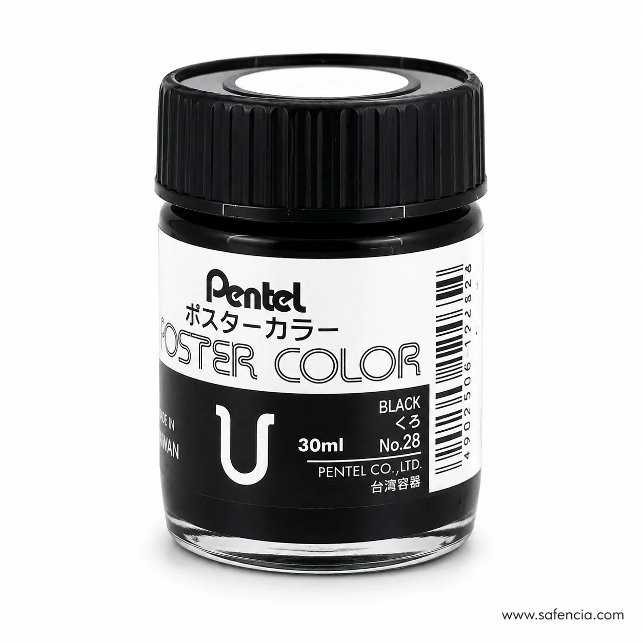 Pentel Poster Color 30 ml glass jar in Black with the Pentel label and U mark