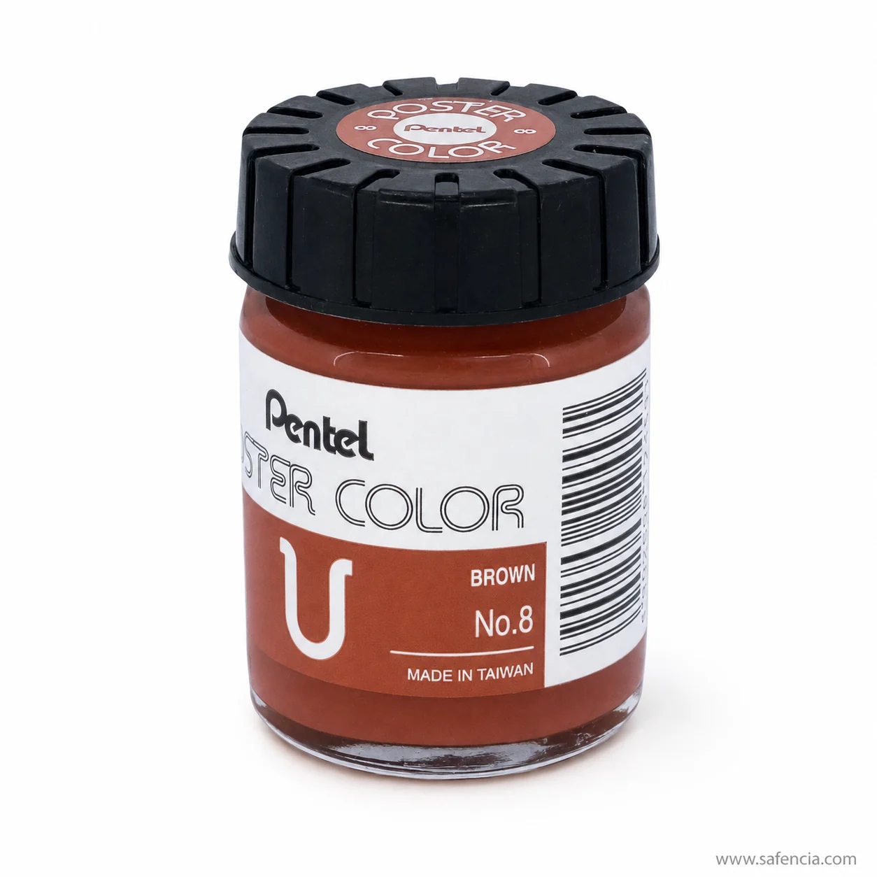 Pentel Poster Color 30 ml glass jar in Brown with the Pentel label and U mark
