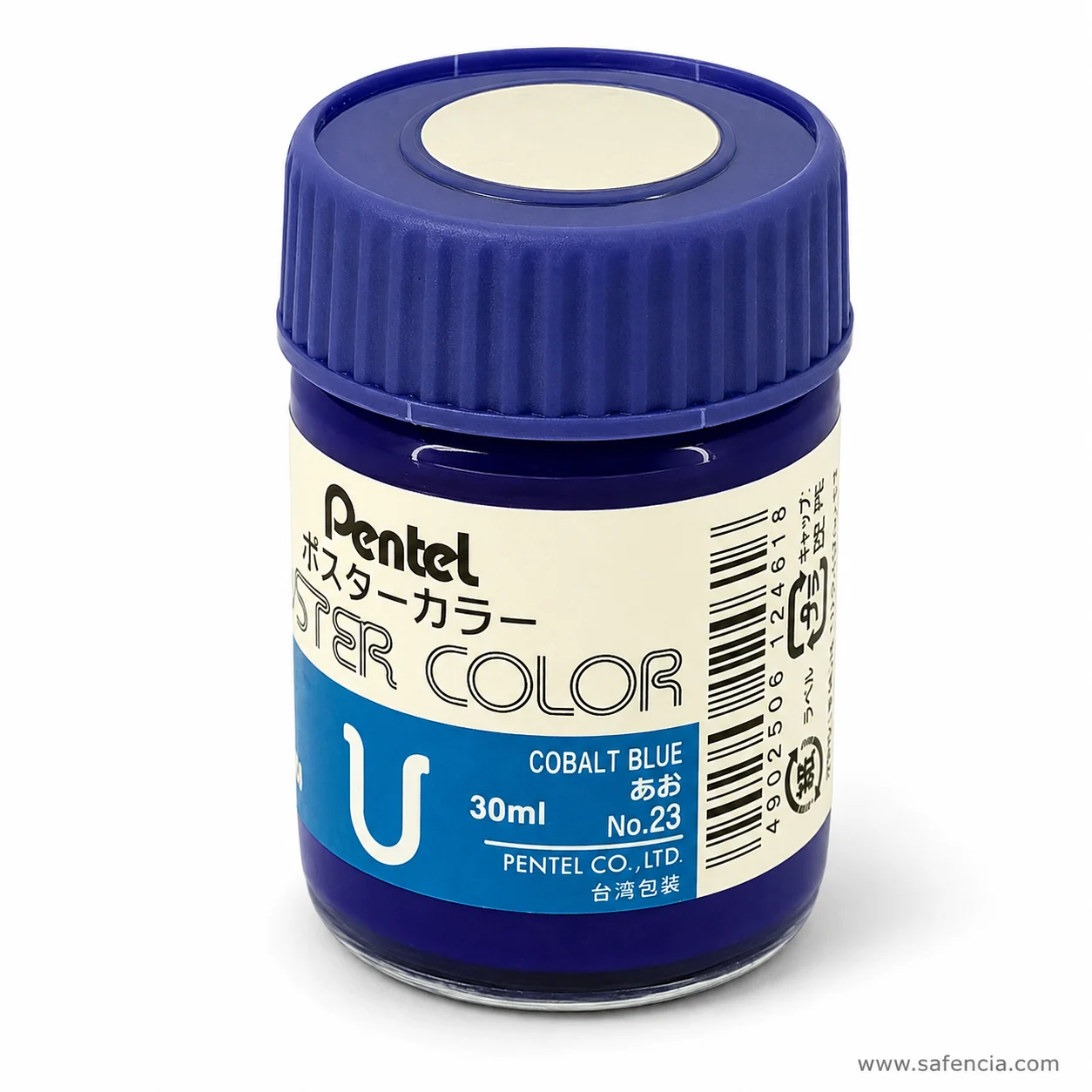 Pentel Poster Color 30 ml glass jar in Cobalt Blue with the Pentel label and U mark