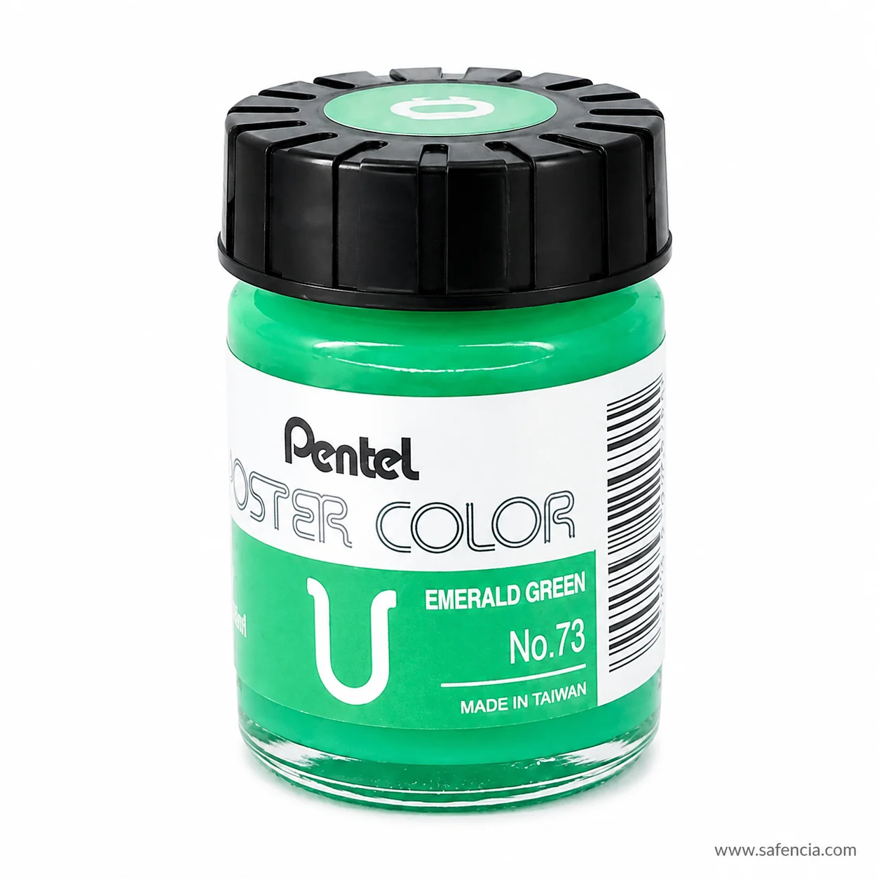 Pentel Poster Color 30 ml glass jar in Emerald Green with the Pentel label and U mark